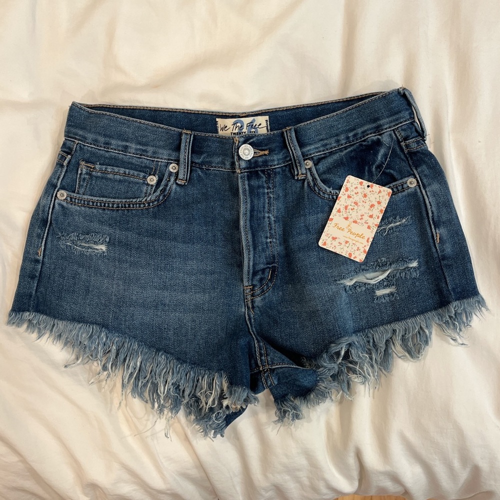 FREE PEOPLE We The Free “Loving Good Vibrations” Denim Shorts